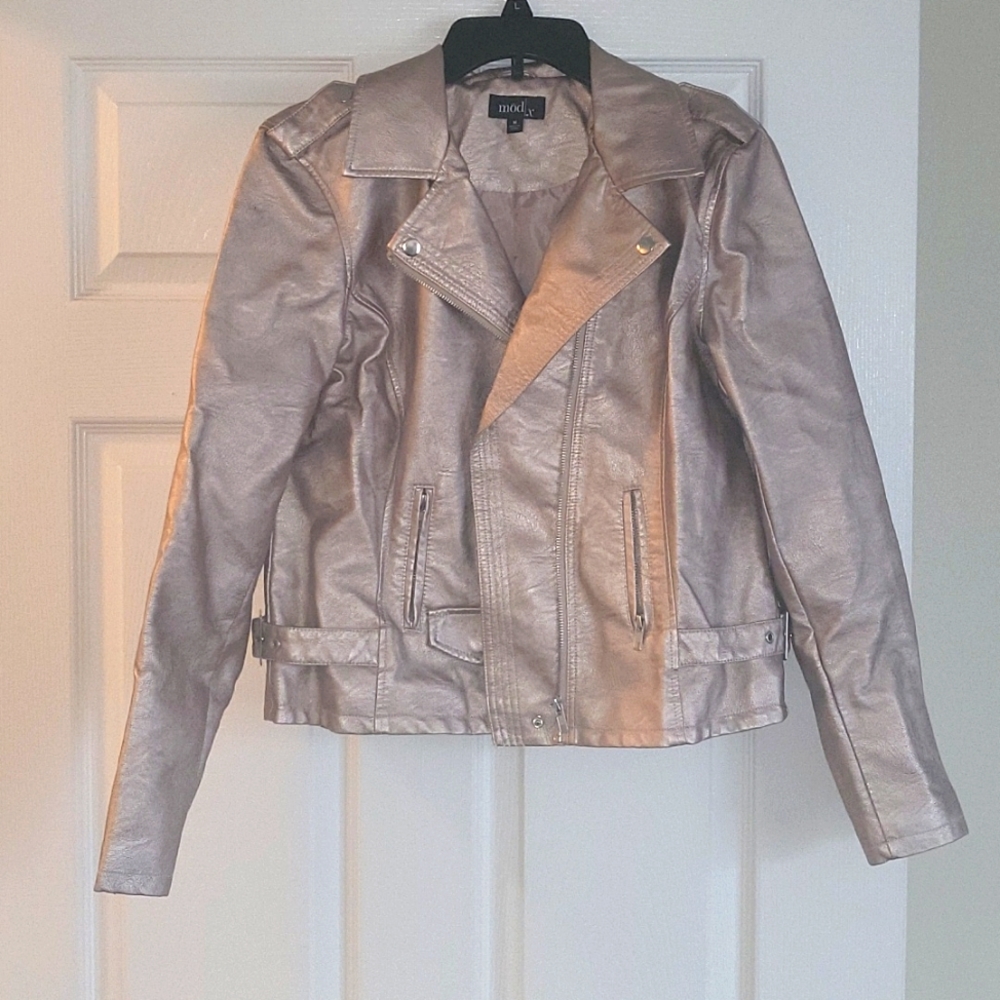 Faux leather Metallic Pink Jacket